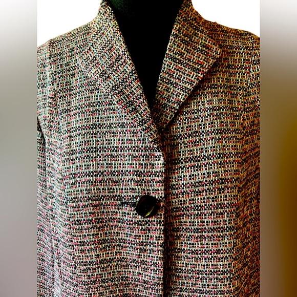 Sag Harbor Women's Tweed Blazer - Navy and Pink - Picture 5 of 6